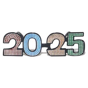 Novelty Party New Year 2025 Rhinestone Color Glasses - 12 pcs